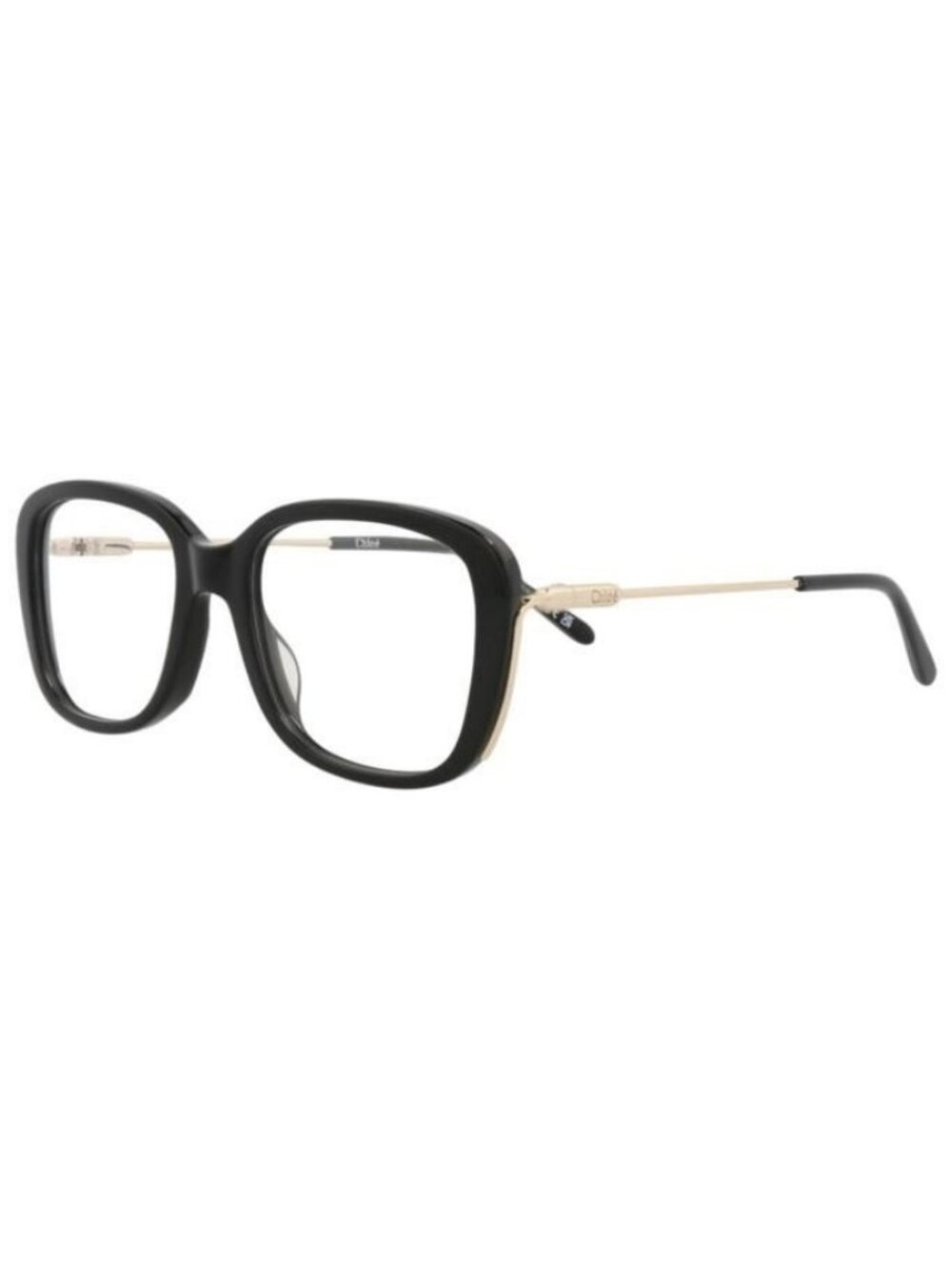 New Chloé Womens Square/Rectangle Black Gold Transparent Fashion Designer Eyegla